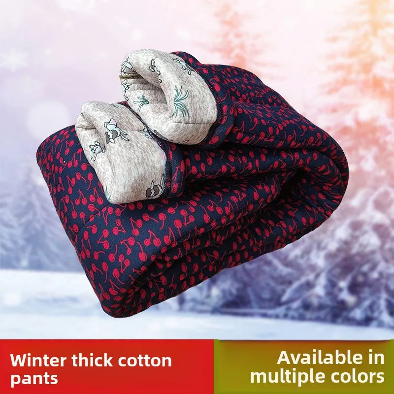 Thick Cotton Pants for Women Winter Warm Loose Fit Camel down Filled Trousers plus Size Mommy Grandmother Pants High Waist Lo...