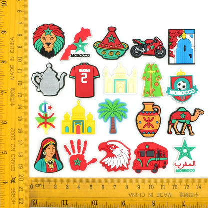 Morocco Hakimi 2 Jersey Shoe Charms, Soccer Team Eagle Lion Shoe Pins for Croc, Best Football Fan Gift