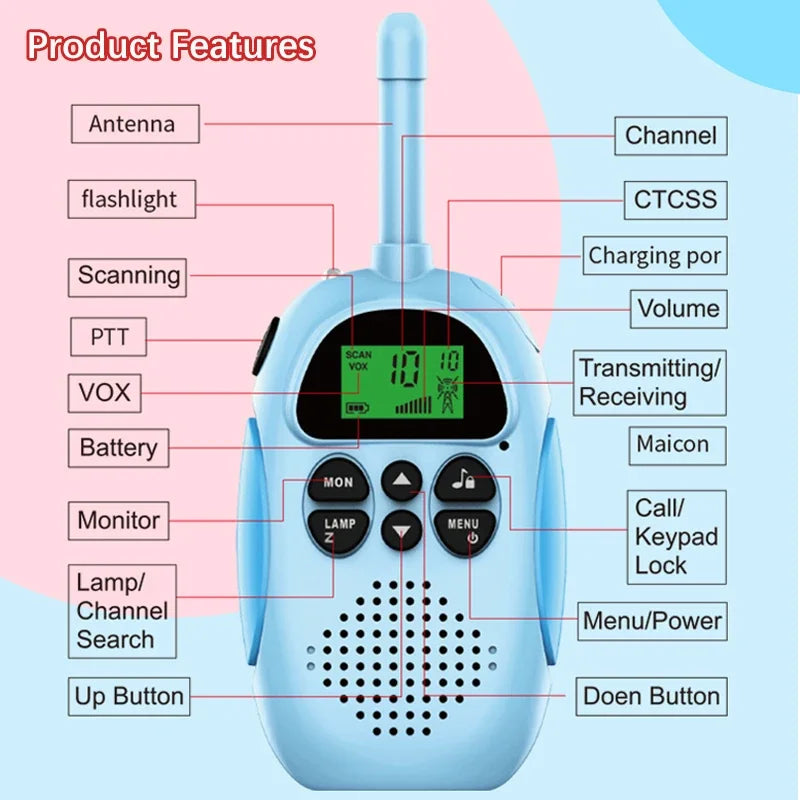 2PCS Children's Wireless Phone walkie talkie Portable Parent Child Interactive 3KM Long Range  walkie talkie Toys Phone Gifts