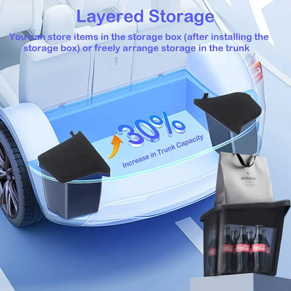 Trunk Organizer For Tesla Model Y Juniper Launch Refresh 2025 Rear Trunk Storage Bins Side Box Organiser TPE Trim Accessories