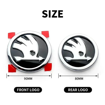 Skoda Car Trunk Stickers 80mm 90mm ABS Rear Emblem for Karoq Octavia Yeti Citigo Superb Fabia Kamiq Kodiaq VRS Rapid Front Hood