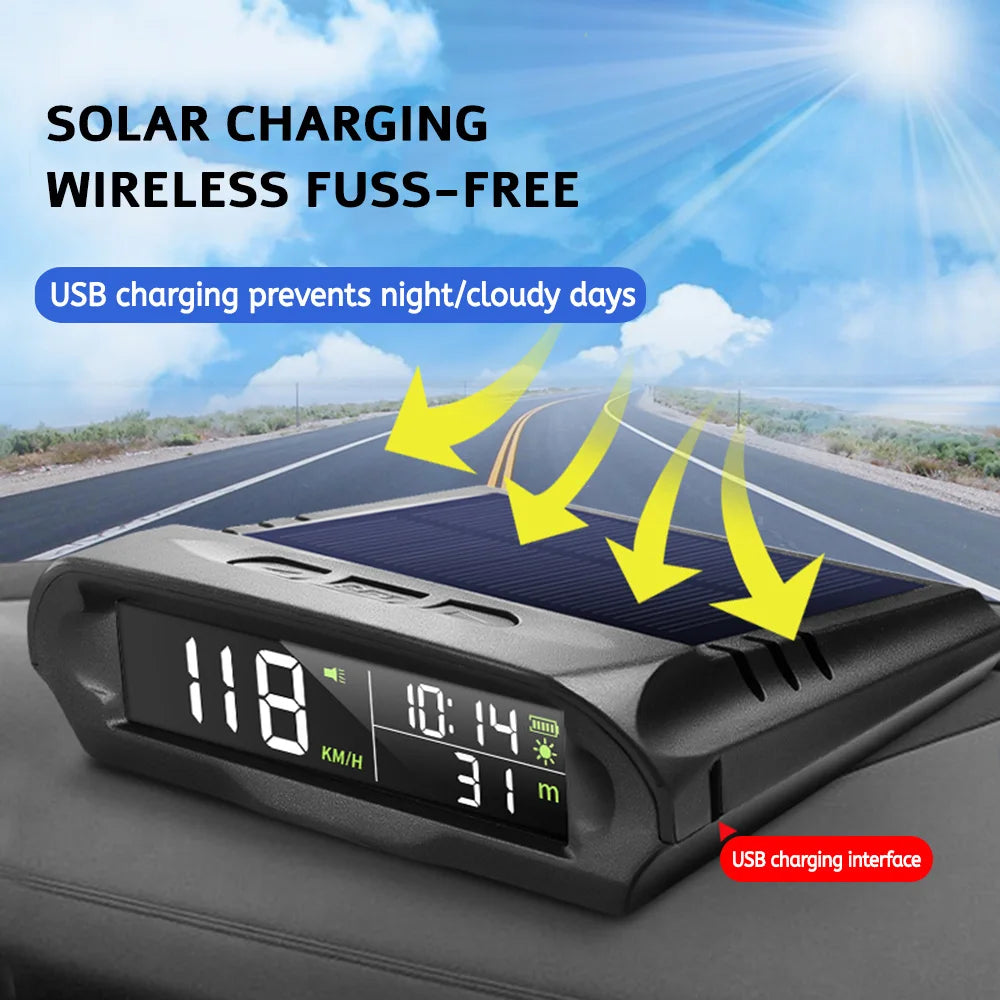 Digital Head‑Up Displayer OBD2+GPS Speed Warning Head Up Display Smart Gauge Car HUD Speedometer Turbo RPM Alarm for Car Truck