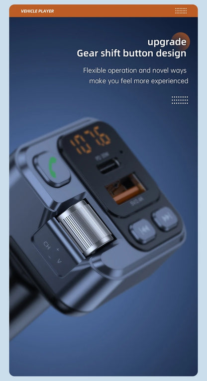 Bluetooth FM Transmitter Car Charger 20W PD USB-C Fast Charger Car Radio with Mic For Wireless Hands Free Call MP3 Player