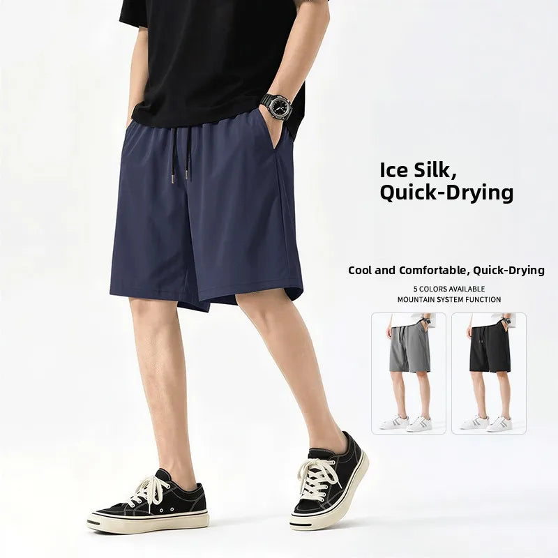 Jeanswest Life Men's Ice Silk Shorts Summer Loose Large Size Quick Dry Five-Quarter Length Casual Sporty Trousers