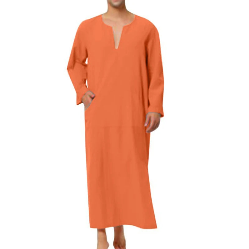 Arabic Style Minimalist Short/Long Sleeve Men's Muslim Robe Abaya Islamic Men Clothing Fashion Muslim Sets Saudi Caftan Abayat