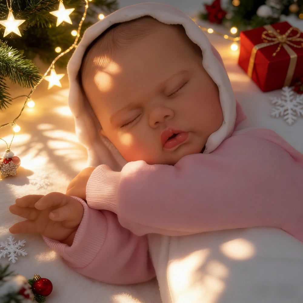 BZDOLL 20 Inch 3D Skin & Veins 50 CM Fat Reborn Asleep Baby Doll Cloth Body Vinyl Limbs Lifelike Birthday Gift