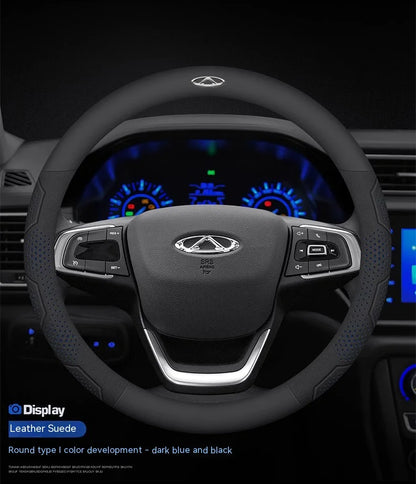 Chery Tiggo 3 4 5 7 7Pro 7 8 Plus Arrizo 7 GX 5x EQ7 Fulwin 2 A3 A5 Carbon fiber Suede Car Steering Wheel Cover Auto Accessories