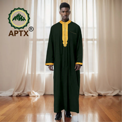 Musilim Men Cloths Long Sleeve Islamic Clothing Men Robe Arab Abaya Dresses Embroidered Kaftan Casual Formal Dubai Thobe 2412002