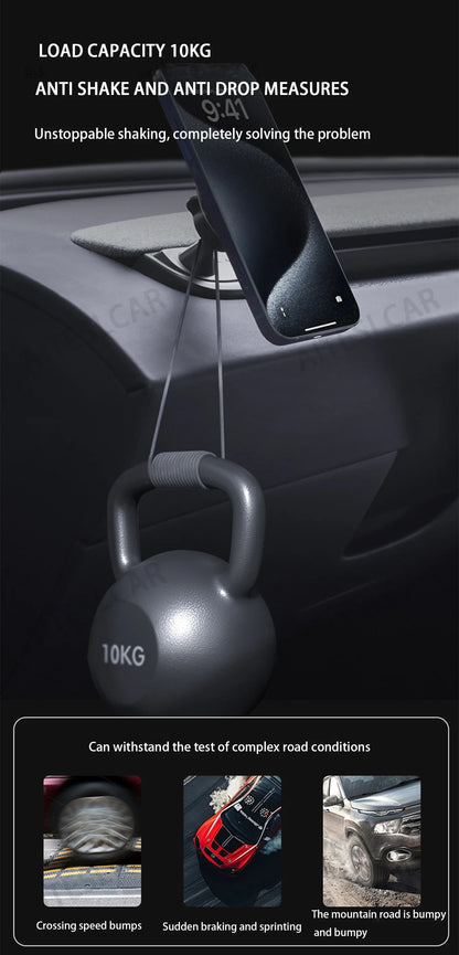 Base Magnetic Phone Holder For Tesla Model YL/Y Juniper 2025 Model 3 Highland 2024 + ABS Rotatable Bracket Non-Shaking Car Mount