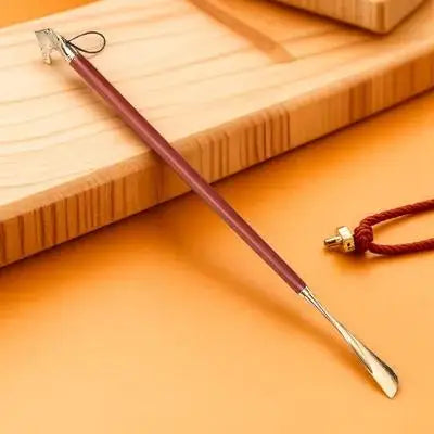 Long Handle Shoe Horn Wooden Copper Shoehorn Ergonomic Shoe Lifter for Elderly Pregnant People Back Knee Pain Relief Household