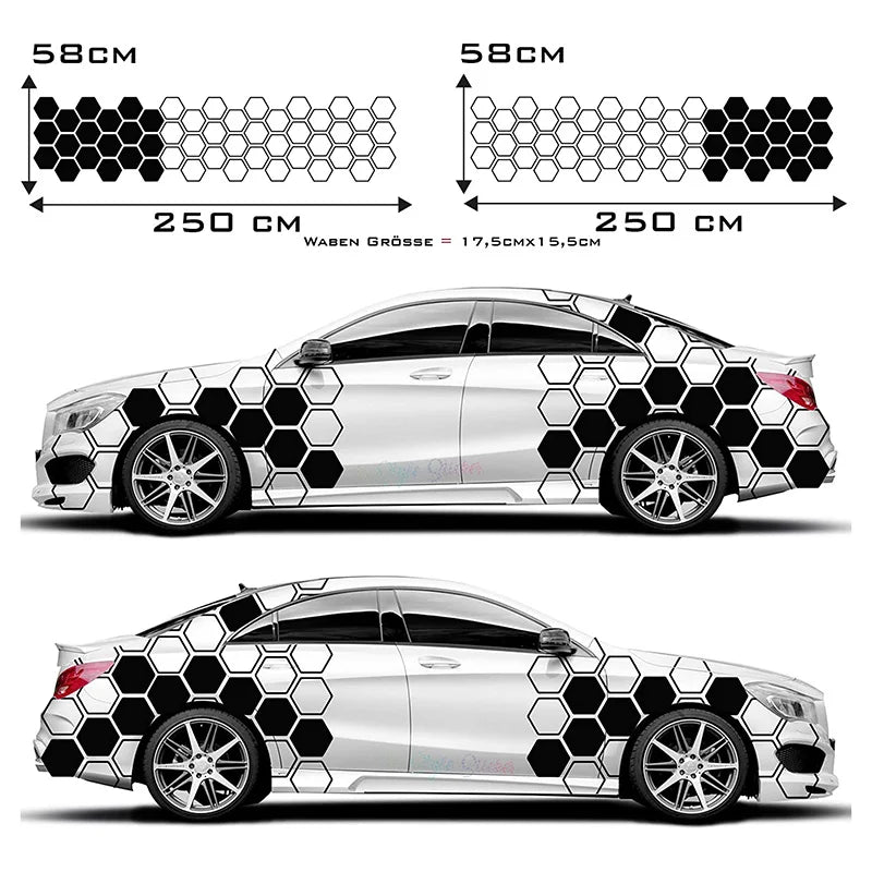 Honeycomb Side Door Back Sticker Fender Car Sticker Universal Hexagon Design Vinyl Stickers Decal Ade Kit
