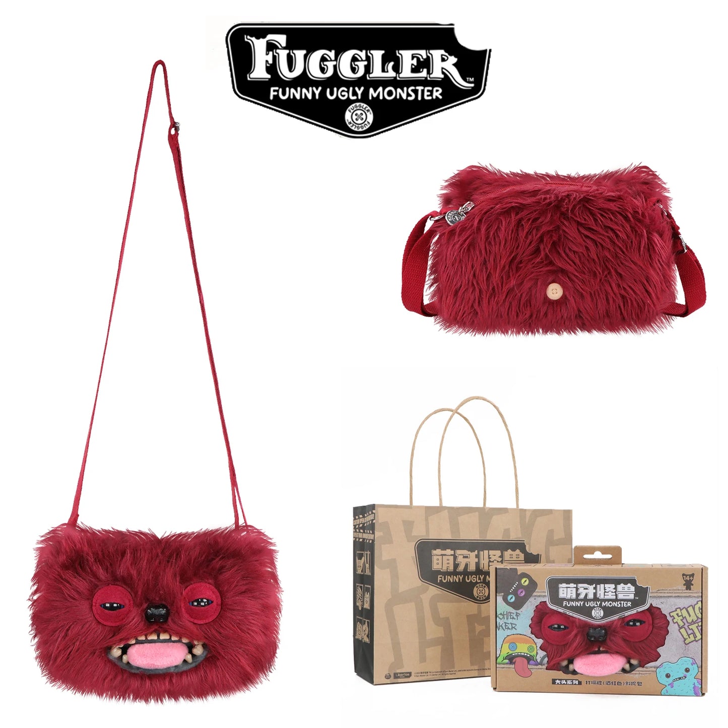 Fugglers Ugly Tooth Monster Fluffy Crossbody Bags Cute Fugg Plush Purse Shoulder Backpack Wallet Girls Boys Cartoon Animal 22CM