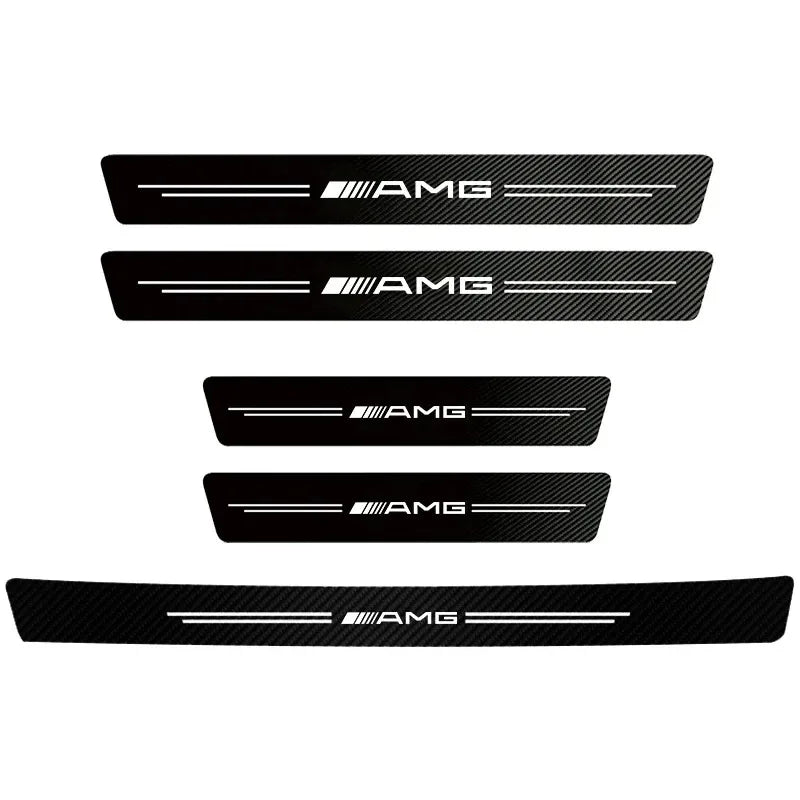 5Pcs Carbon Fiber Car Door Sill Scuff Plate Decor Stickers For Mercedes Benz AMG W463 W204 C300 W212 W176 W222 W124 C190