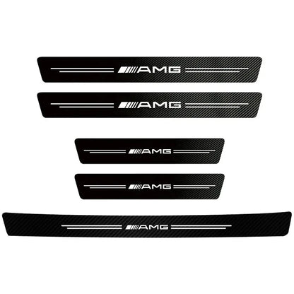 5Pcs Carbon Fiber Car Door Sill Scuff Plate Decor Stickers For Mercedes Benz AMG W463 W204 C300 W212 W176 W222 W124 C190