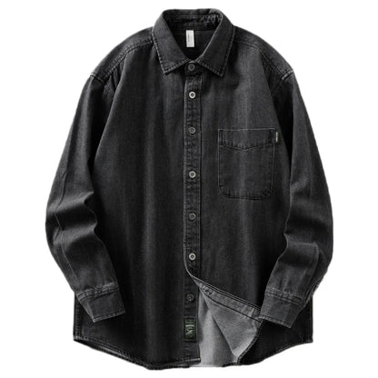 Autumn and Winter New American Tooling Long-sleeved Shirt, High-end Loose and Versatile Denim Shirt, Jacket Jacket Men