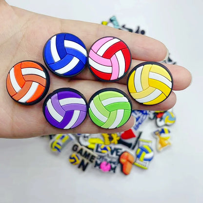 55Pcs Volleyball Shoe Charms for Clog Different Matching Sandals Wristbands Bracelets, Sports Ball Shoe Charms Decorations