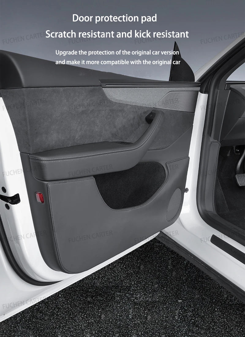For Tesla NEW ModelYL2026 Leather Front Rear Door Sill Protector Threshold Strip Anti-kick Guard Panel Waterproof Pad Accessorie