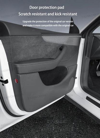 For Tesla NEW ModelYL2026 Leather Front Rear Door Sill Protector Threshold Strip Anti-kick Guard Panel Waterproof Pad Accessorie