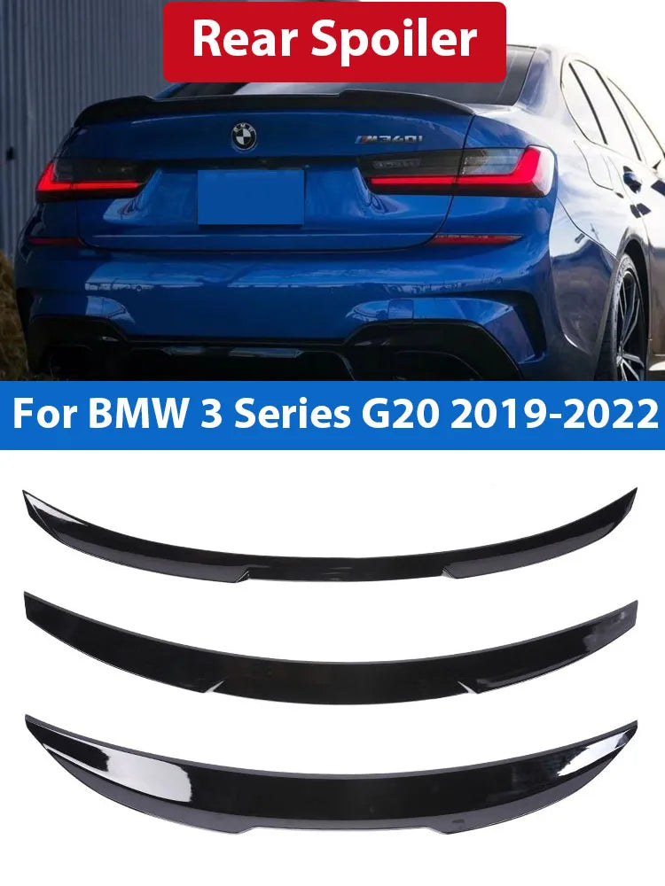 Carbon Fiber Rear Bumper Spoiler Lip For BMW 3 Series G20 2020-2023 MP M3 M4 PSM Style Slim Trunk Wing Kit Refting Gloss Black