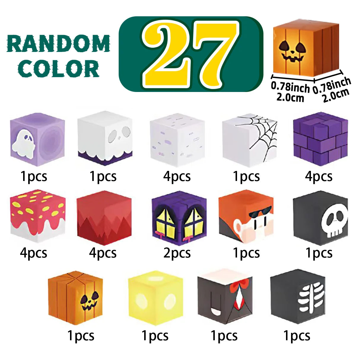 Halloween Day Theme Magnetic Building Blocks, Magnet Cubes, Magnetic Toys, Perfect Birthday Christmas Halloween Gifts