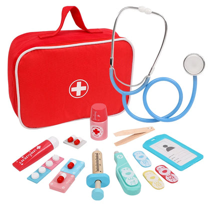 Pretend Play Doctor Toys Wooden Simulation Dentist Check Brush Teeth Medicine Set Role Playing Educational Toys For Children Kid