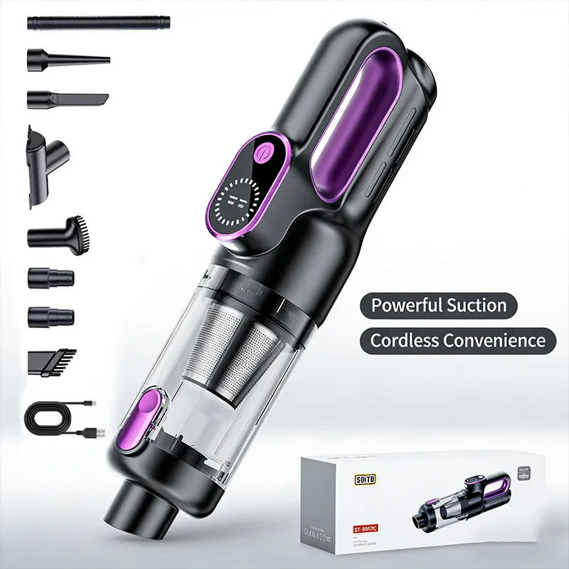 Handheld Brushless Vacuum Cleaner Cordless Strong Suction Portable Hand Vacum for Home Car Mini Rechargeable with LDE Car Clean