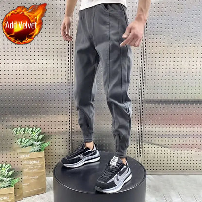 Trousers Slim Gray Joggers Sweatpants for Men Solid Harajuku Fashion Elegant Deals Cool Retro Autumn Winter Y2k Man Sports Pants