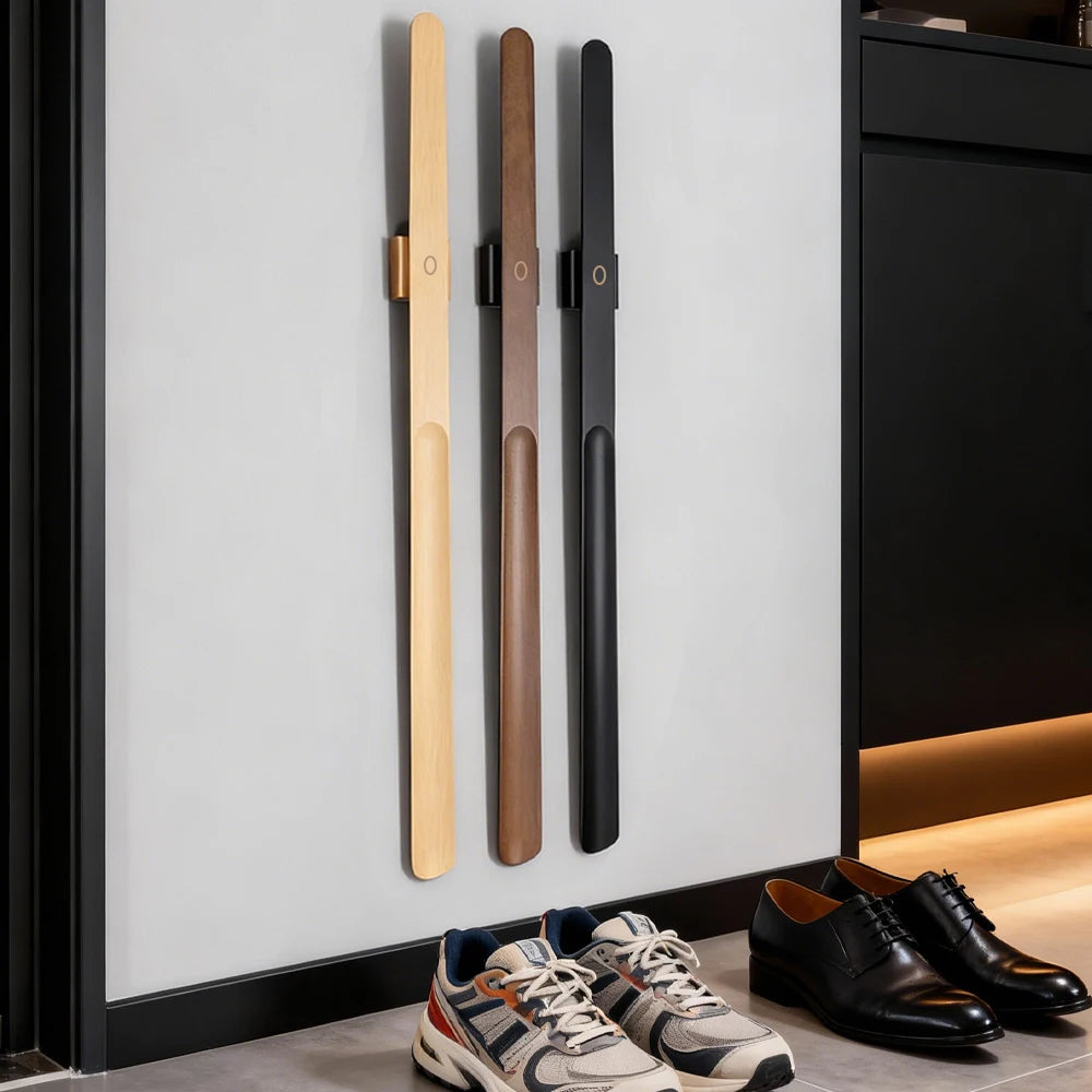 70cm Extra Long Beech Wood Shoe Horn with Magnetic Base - Premium Durable Solid Wood Shoe Helper