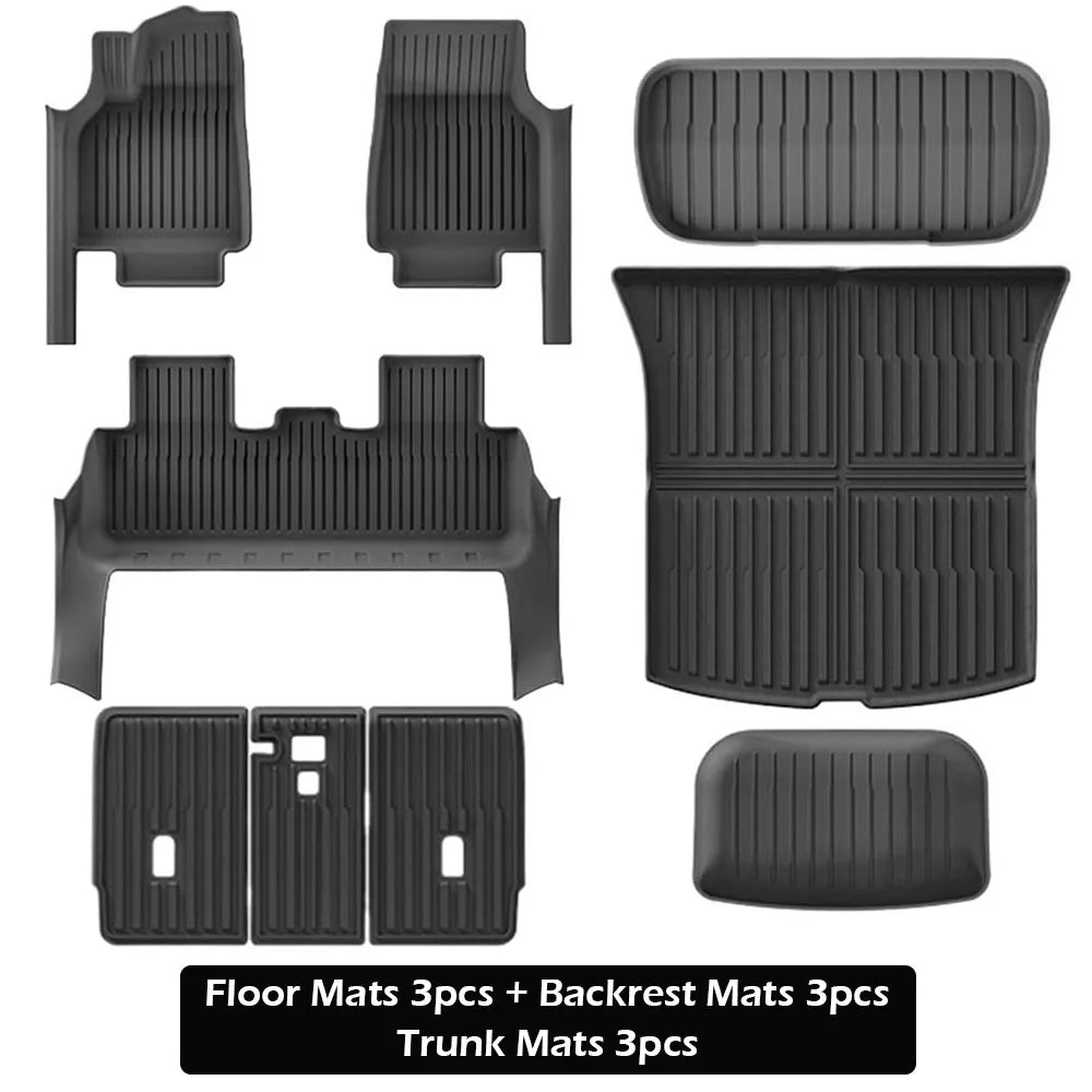 For Tesla Model Y Juniper 2025 2026 Floor Mats with Door Sill Protector LHD RHD All Weather Trunk Mats Foot Liner Backrest Mats