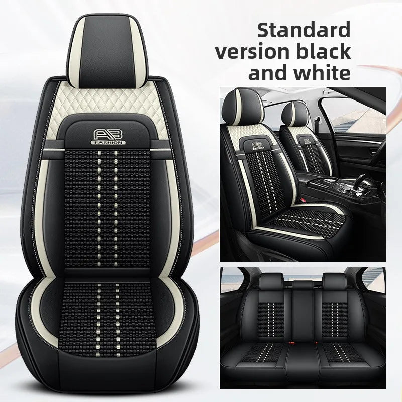 Universal Auto Split Seat Car Full Seat Cover Breathable Ice Silk Nappa Leather Car SUV Cushion Full Seats Cover Protection