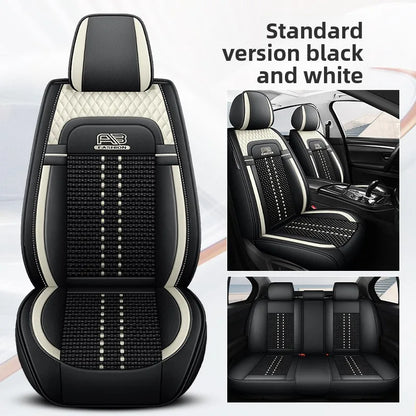 Universal Auto Split Seat Car Full Seat Cover Breathable Ice Silk Nappa Leather Car SUV Cushion Full Seats Cover Protection