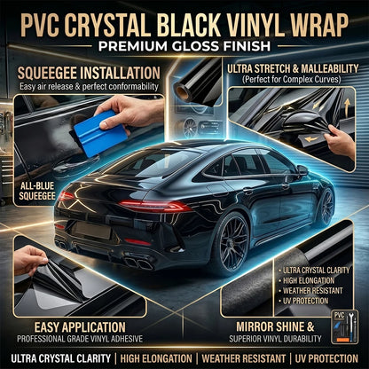 Glossy Black Self-adhesive Vinyl Sticker Circular Film Auto DIY Decal Bubble Free Air Free Car Body Styling Decor Accessories