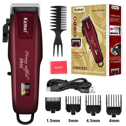 KEMEI KMPG2600 adjustable hair clipper professional barber hair trimmer for men electric beard hair cutting machine rechargeable
