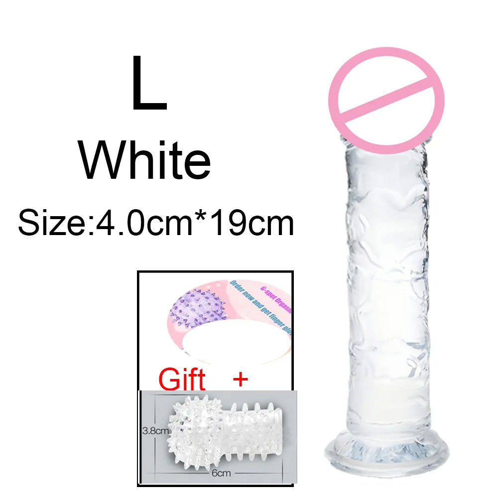Cheap Women Erotic Anal 5 Colors Big Transparent Dildo Suction Cup Jelly Dick Sex Toys Soft Clitori Vaginal Masturbators Penis