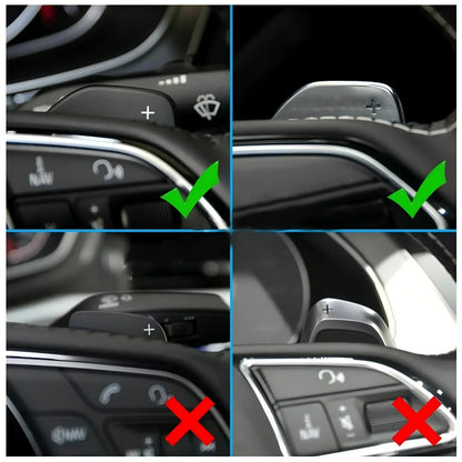 2Pcs Steering Wheel Paddles Extension Shifters For Audi A4 B8 A3 8P S3 A5 A6 S6 C6 Q5 A8 R8 TTS MK2 8J Avant DSG Car Styling