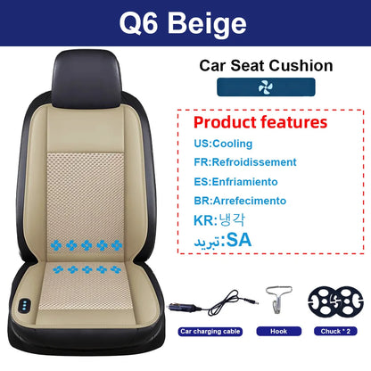 12V Summer Cooling Winter Heating Car Seat Cushion with 10 Turbo Fans Ventilation Heating Massage Function Optional Universal