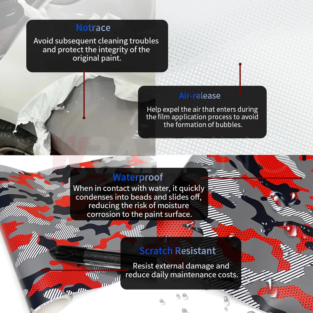 Auto Film PVC Vehicle Wrap Vinyl for Motorcycle Polka Dot Camo Car Stickers DIY Waterproof Car Wrapping Sticker Accessories