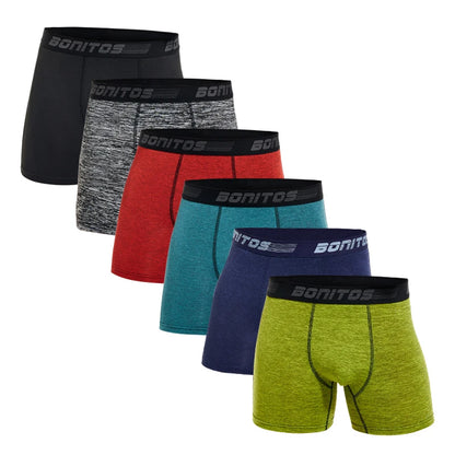 6Pcs/Pack Men's Boxer Briefs Plus Size Boxers Man Underwear Polyester Panties For Men Underpants Alphabet Elastic Webbing Shorts