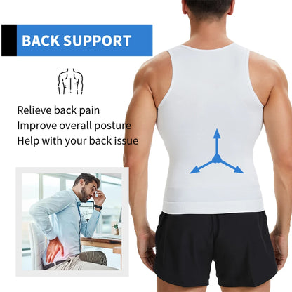 2pcs Men's V Neck Compression Shirt for Body Shaper Slimming Vest Tight Tummy Underwear Tank Top