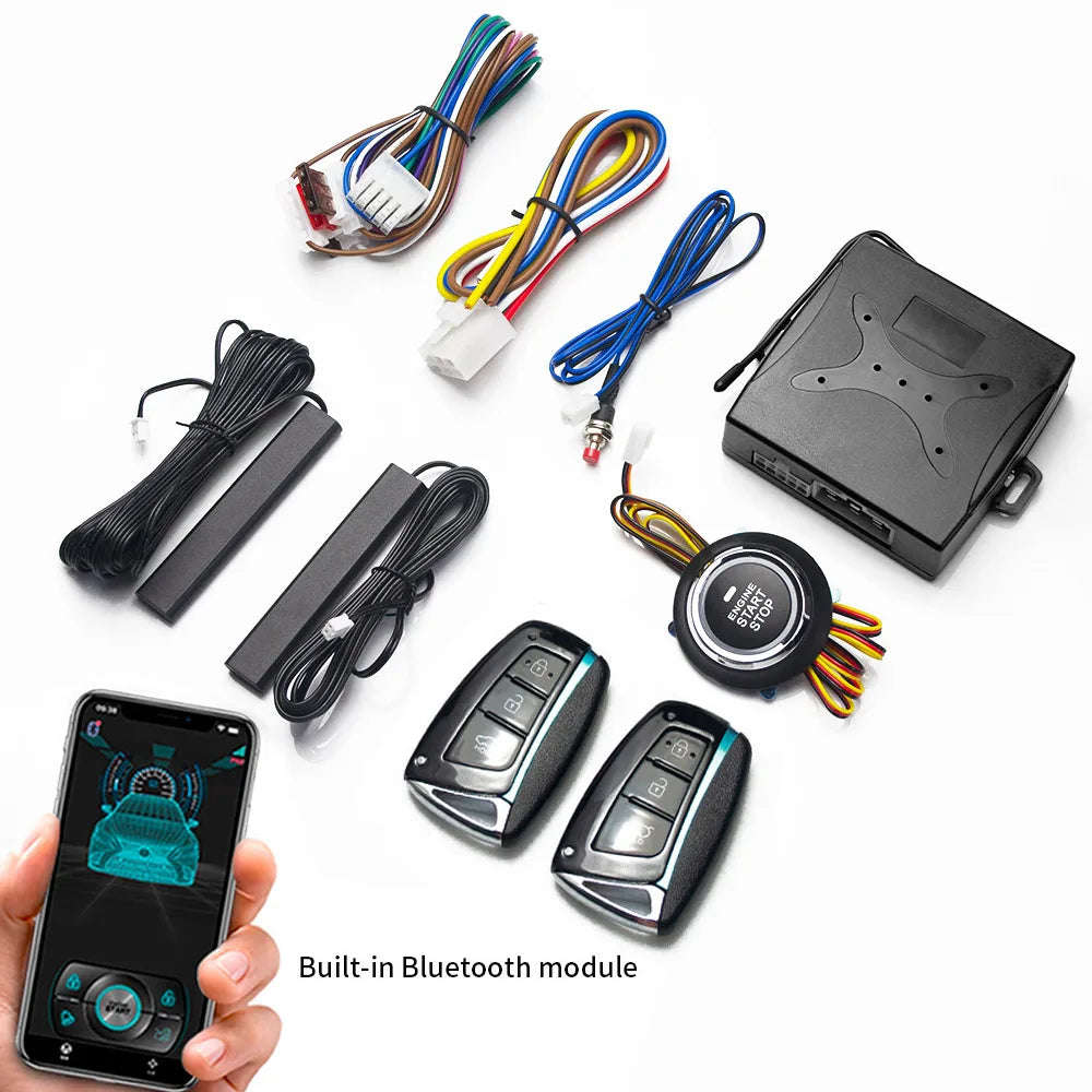 Keyless Ignition System Start Stop Button Mobile Bluetooth App Control PKE Keyless Entry Remote Remote Automatic Start Car Alarm