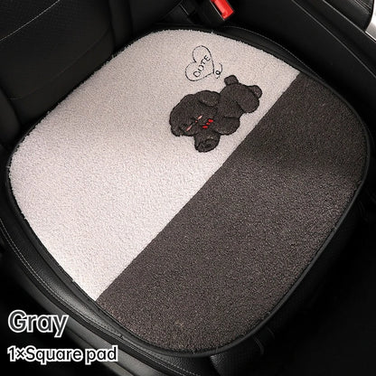 Funny Puppy Car Seat Cover 2025 New Autumn Fleece Fabric PU Leather Warm Comfortable Quick Installation Fits Most Cars
