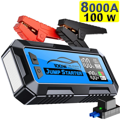 Powerful 8000a 100w 24000mah Laptop Jumper Super Capacitor Professional 12v Charger Booster Power Bank Jump Starter Car Battery