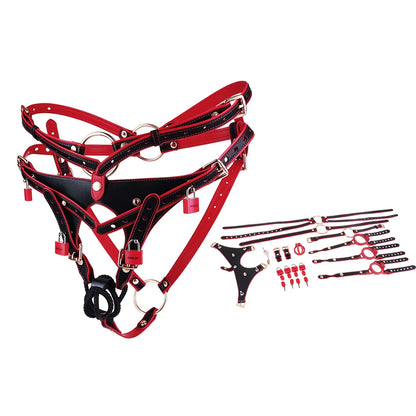 FRKO Bondage Fetish Chastity Belt Chastity Panties PU Leather Lockcock Belt Penis Rings пояс верности Men Sexy Tools