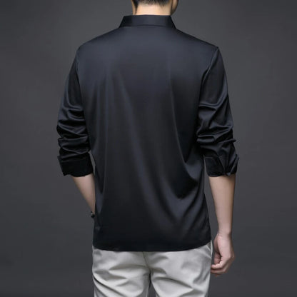 New Long-sleeved POLO Men Can Be Stretched for Business Leisure in Solid Colors, Suitable for Daily Commuting  T-shirts.M-4XL