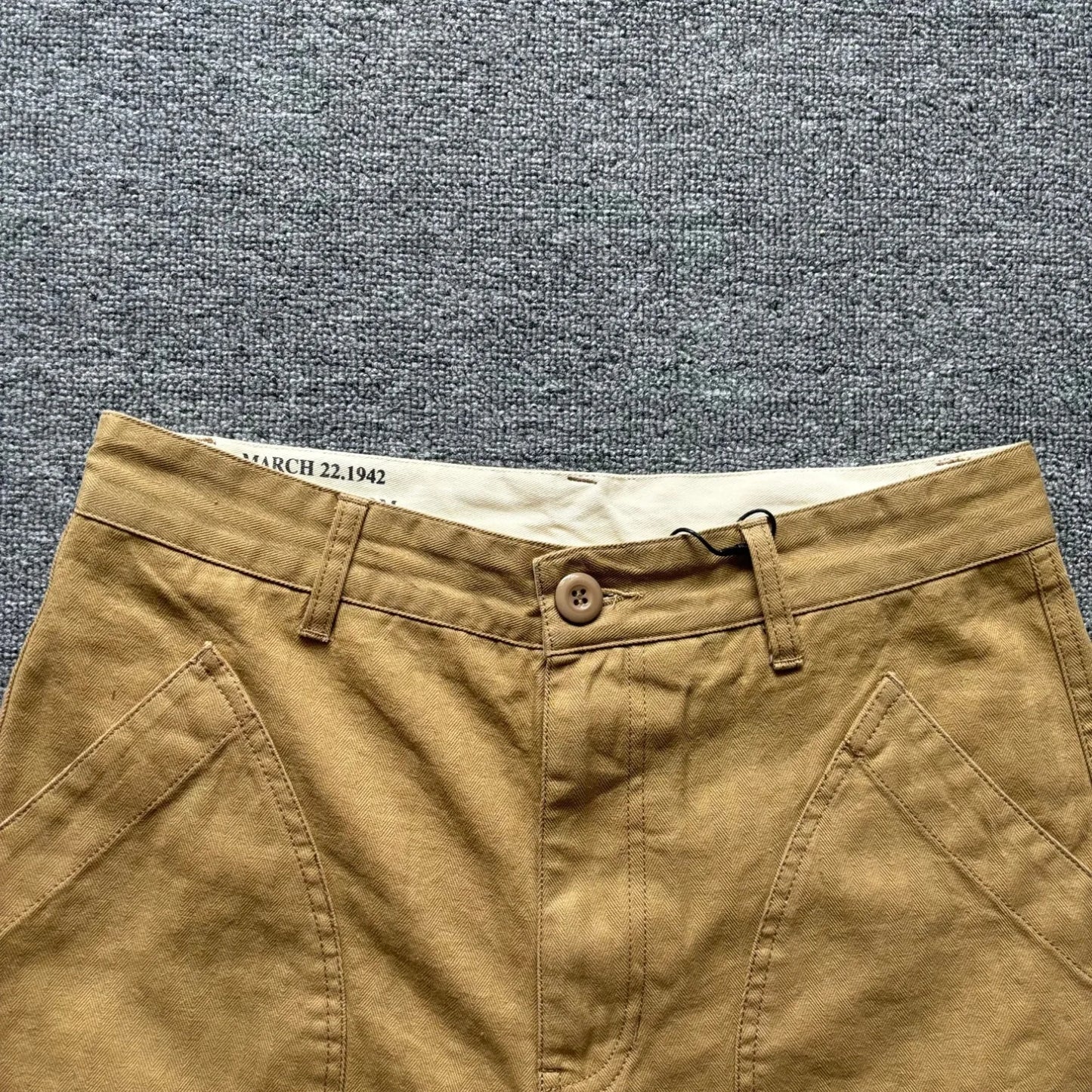 American retro herringbone pattern cargo shorts for men with large pockets, loose straight leg pants, summer casual