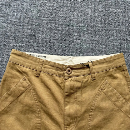 American retro herringbone pattern cargo shorts for men with large pockets, loose straight leg pants, summer casual