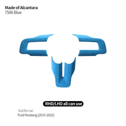 Made of Alcantara For Mustang Steering Wheel Panel Decorative Strips Trim Frame Sticker Car Premium Interior Tuning Accessories