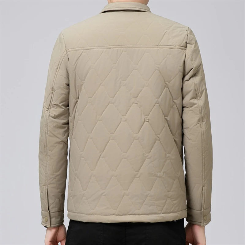 Men's 100% Wool-Filled Turn-Down Collar Cotton Jacket - Light Khaki (Black/Navy) M-3XL | Autumn Winter New Thickened Warm