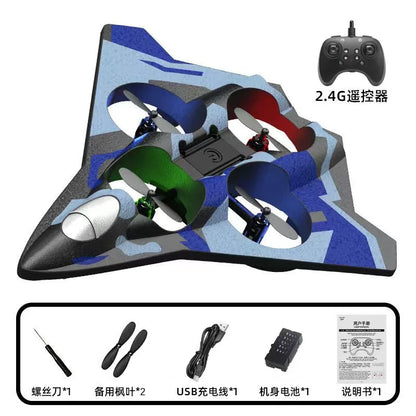 2.4G RC Fighter Jet Electric Glider Airplane Stunt Tumbling Aircraft with Colorful LED Lights Outdoor Flying Model Toy for Kids
