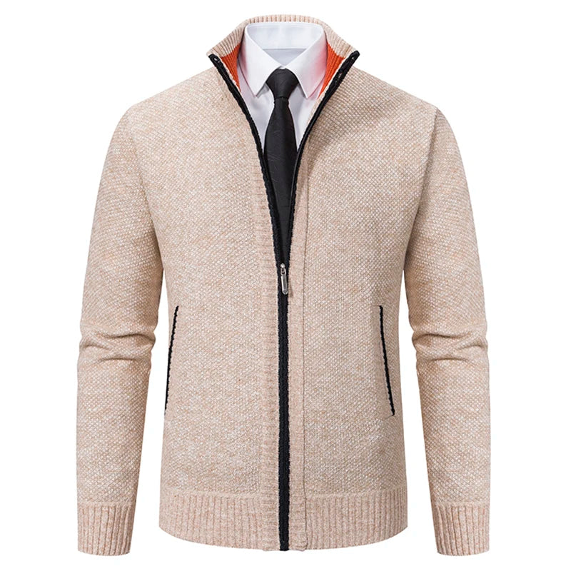 Product Name: Men's Knit Cardigan Sweater, Formal & Casual Outfit - Easy-Care Everyday Sweater Jacket, Winter Stand-Up Collar Fl